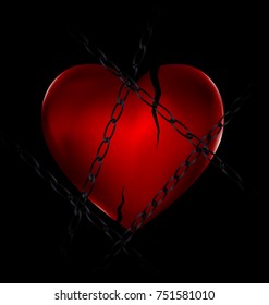 dark and large broken heart-stone with black chain
