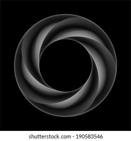 Dark layered ring in grey shades on black background