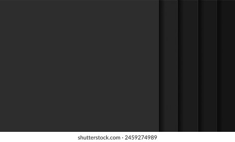 Fondo de capas oscuras. Marco 3D de páginas negras con espacio de copia. Capas de recorte en gris oscuro. Marco cuadrado