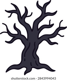Dark leafless tree with gnarled branches for spooky themed projects