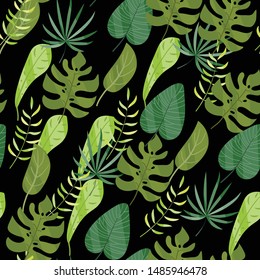 Dark leaves pattern on white background vector illustration