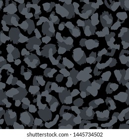 Dark Leopard skin seamless pattern design, vector illustration on black background.