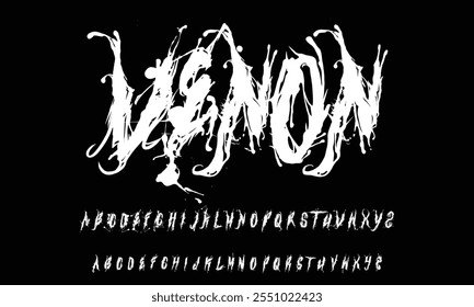  Dark Lettering tattoo vector type font with thorns. Y2k Trendy type font for Grunge Punk Rock and Dead Rock design. Scary tattoo font 2000s concept. Rock n Roll style lettering