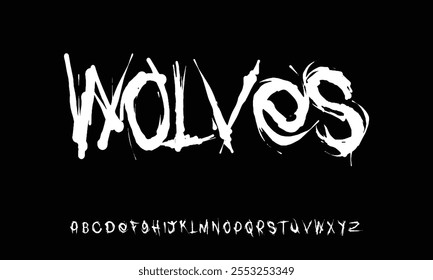 Dark Lettering tattoo vector type font with thorns. Y2k Trendy type font for Grunge Punk Rock and Dead Rock design. Scary tattoo font 2000s concept. Rock n Roll style lettering