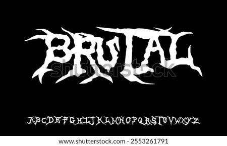 Dark Lettering tattoo vector type font with thorns. Y2k Trendy type font for Grunge Punk Rock and Dead Rock design. Scary tattoo font 2000s concept. Rock n Roll style lettering