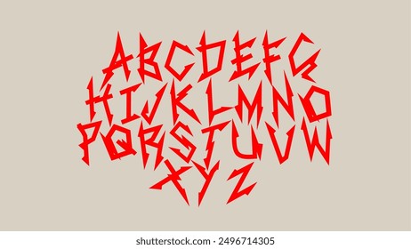 Dark Lettering vector alphabet type style Gothic spiky design