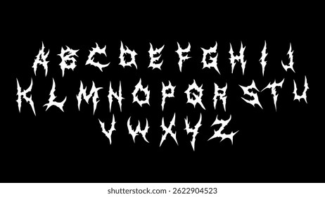 Tipo de letra de Vector de letras oscuras y estilo grunge Diseños de impresión góticos y puntiagudos Y2k Concepto de fuente de tatuaje gótico para diseño de impresión de ropa