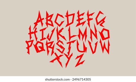 Dark Lettering Vector tipo de letra Estilo gótico de impresión de púas diseños Y2k Ghotic concepto de fuente de tatuaje para el diseño de impresión de ropa