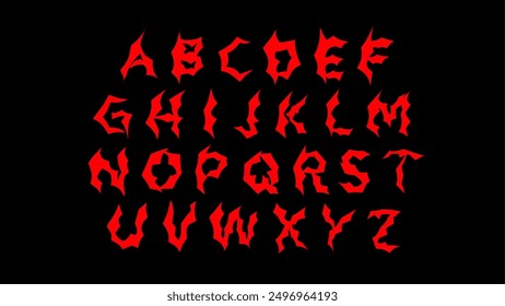 Dark Lettering vector font type style Gothic bloody, spiky print designs Y2k Mediaeval tattoo font concept, apparel print design