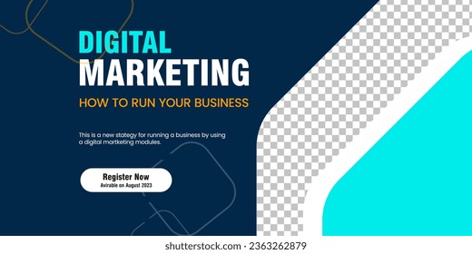 Dark and light blue abstract banner design for marketing, online element banner and sign templates design