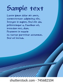 dark and light blue curves vector abstract  background copy space sample text 