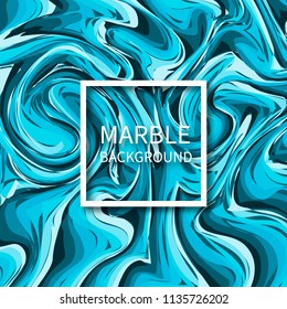 Dark and light blue marble texture background. Liquid effect backdrop. Imitations of hand drawn acrylic painting. Marbling surface vector illustration. Easy to edit template for your design projects.