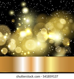 Dark light bokeh gold background