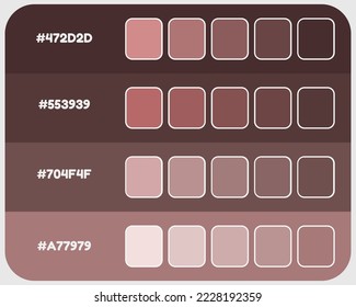 Dark and light brown color palette vector, dark colors catalog, rgb colors, design and edit idea, colour matching, harmonious colours palette sample, eps designed asset