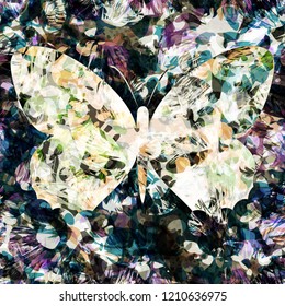 Dark and light butterfly. Seamless texture. Abstract vector background for web page, banners backdrop, fabric, home decor, wrapping, boho design