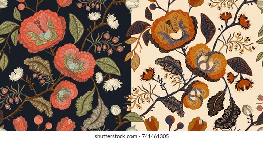 Dark and light floral pattern, vintage style