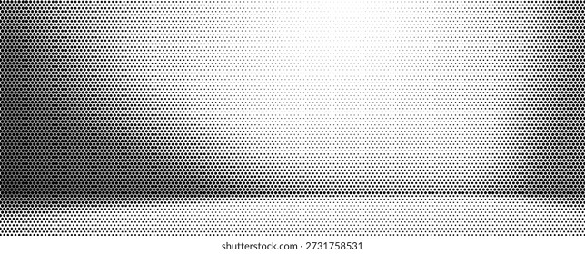 A dark to light gradient monochrome abstract vector illustration featuring a subtle halftone dot pattern. Ideal for graphic design and digital art backgrounds.