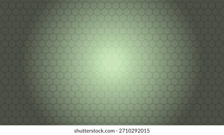 Un fondo abstracto de color verde oscuro a verde claro con un patrón geométrico de repetición sutil de nido de abeja o azulejo hexagonal, iluminado por un efecto de foco central brillante que crea profundidad y enfoque.