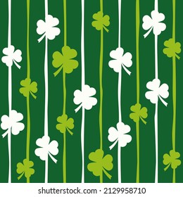 dark and light green clovers, st. patrick's day or spring vector seamless pattern