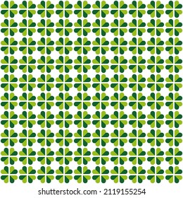 dark and light green splitted clover leaves, st. patrick's day or spring vector seamless pattern