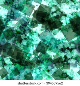 Dark and light green squares mixed randomly. Seamless pattern. Abstract background. Vector.