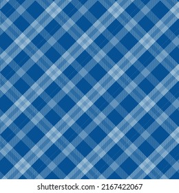 textura de tela diagonal repetible de gingham azul marino oscuro y claro con hilos blancos para manteles, camisas, tartán, ropa, vestidos, ropa de cama, mantas