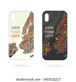 Dark and light phone case set with color city map