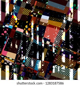 Dark and light seamless texture from geometric elements and blots. Abstract vector background for web page, banners backdrop, fabric, home decor, wrapping sports or boys design