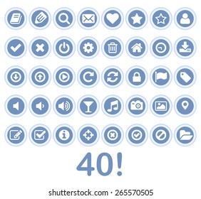 Dark Light-blue mobile vector icons set