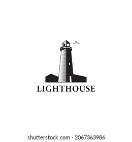 The dark lighthouse Logo is applied for shipping and cargo logo design inspiration.