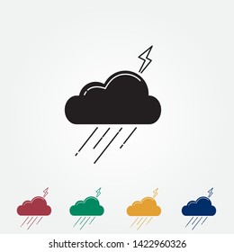 dark lightning rain clouds icon , vector illustration Lineart Style - Vector