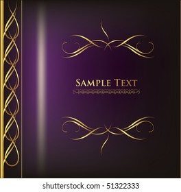 dark lilac abstract background with golden ornament