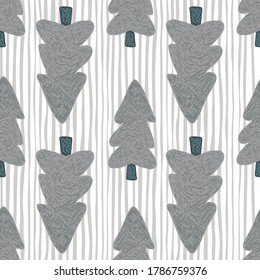 Dark lilac trees loking in other sides on white background with blue lines. Vector illustration. For fabric design, textile print, wrapping, cover.