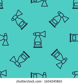 Dark line air horn icon isolated seamless pattern on green background. Sport fans or citizens against government and corruption.  Vector Illustration