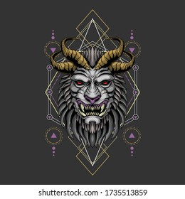 dark lion with sacred geometry