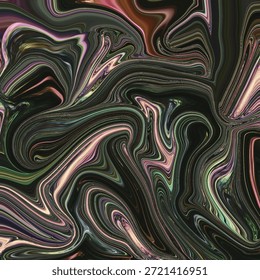 Abstracto líquido oscuro con reflejos de neón y textura de mármol que fluye, abstracto cinematográfico, oscuro, líquido, neón, textura de fondo de movimiento.