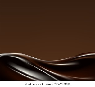 Dark liquid chocolate wave on broun background