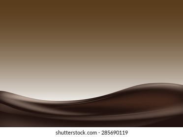 Dark liquid chocolate wave on brown background