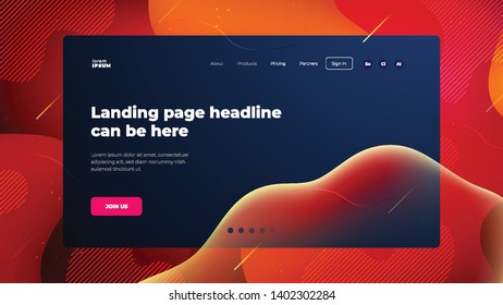 Dark Liquid color background design for Landing page site. Fluid gradient shapes composition. Futuristic design posters. Eps10 vector.