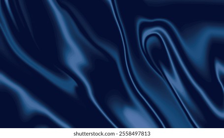 Dark liquify background. Abstract background of blue color silk fabric.