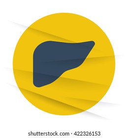 Dark Liver icon label on wrinkled paper