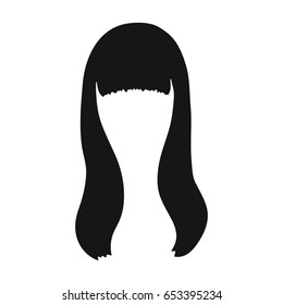 Dark long.Back hairstyle single icon in black style vector symbol stock illustration web.