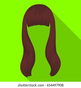 Dark long.Back hairstyle single icon in flat style vector symbol stock illustration web.