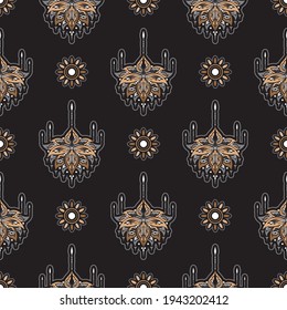 Dark lotus seamless pattern. Good for garments, textiles, backgrounds and prints. Vector illustration.