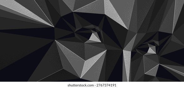 Dark low poly face vector illustration, polygonal design of a boy male face in annihilation, technology and science, kid face eyes looking at camera.