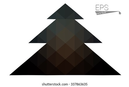Dark  low poly style christmas tree vector illustration consisting of triangles. Abstract triangular poly origami or crystal design of New Years celebration. Isolated on white background