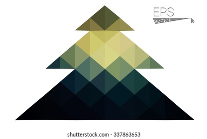 Dark low poly style christmas tree vector illustration consisting of triangles. Abstract triangular poly origami or crystal design of New Years celebration. Isolated on white background Dark low poly style christmas tree vector illustration consisting of triangles. Abstract triangular poly origami or crystal design of New Years celebration. Isolated on white background