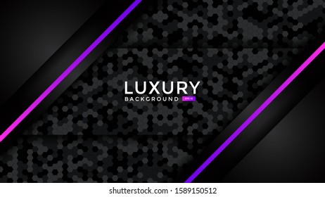 Dark luxurious background combination with purple and pink gradient lines. textured background. overlap layer. Eps 10