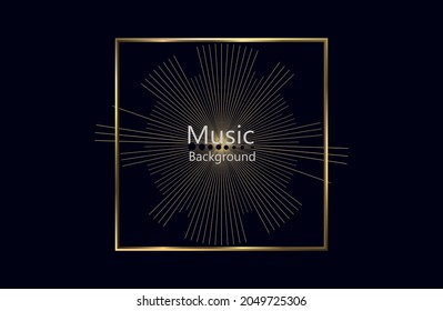 dark luxury background with gold glitter lines. vector illustration. golden circle made of lines. sound speaker. sound equalizer. music frame