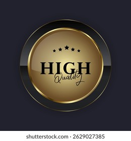 Vetor de botão círculo de luxo escuro no fundo escuro usado para web design de IU, e Um botão de alto nível premium escuro para processo Infográfico, ilustração de vetor